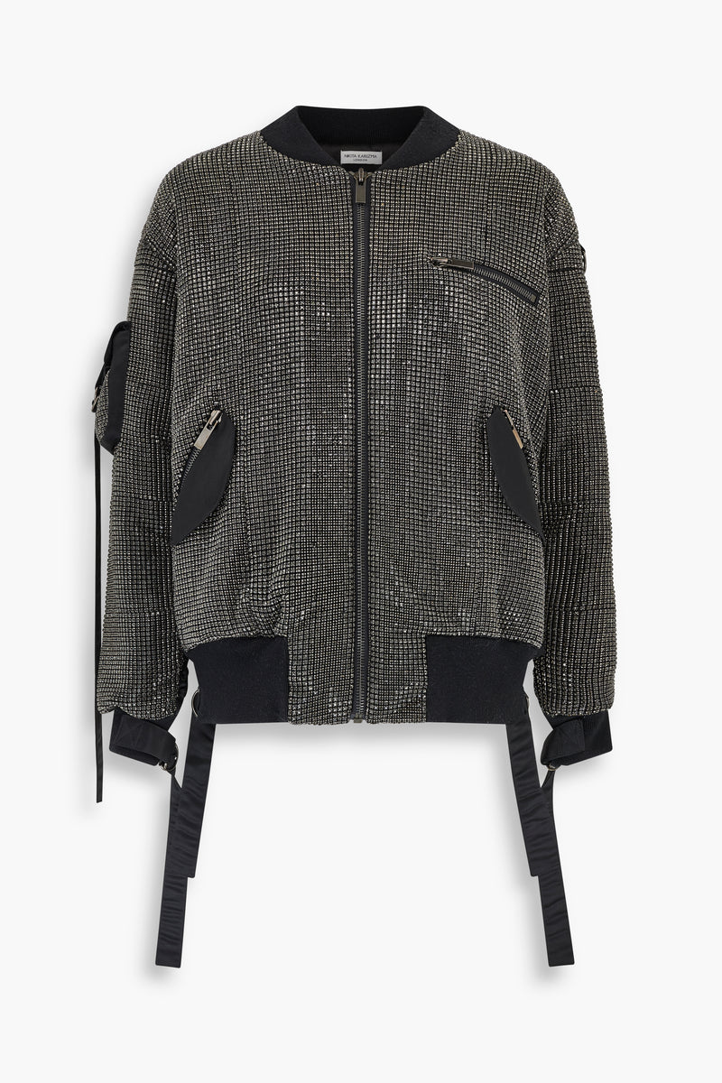 Crystal Bomber Jacket in Black