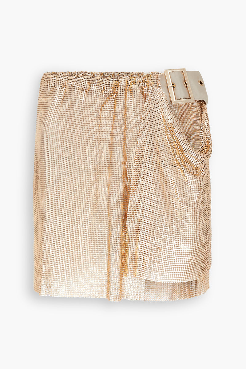 Buckle Chainmail Mini Skirt in Gold