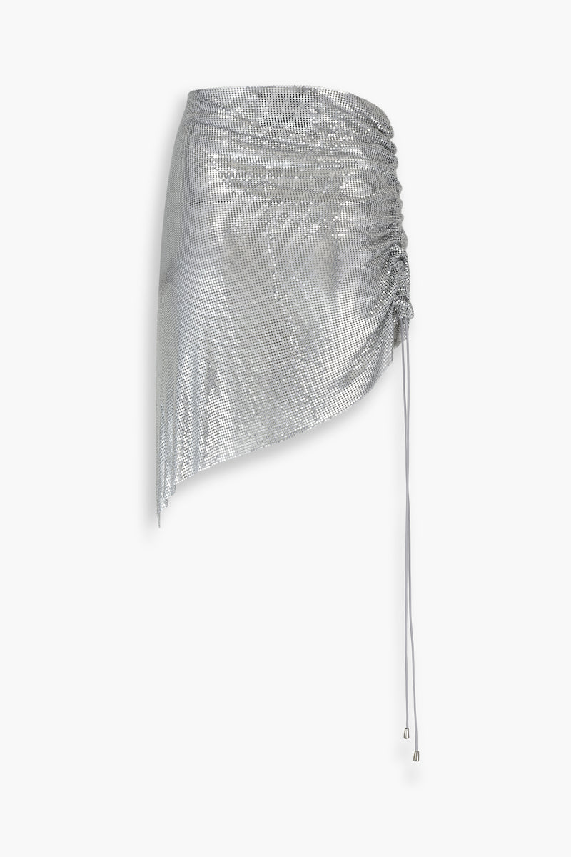 Chainmail Wrap Micro Skirt in Silver