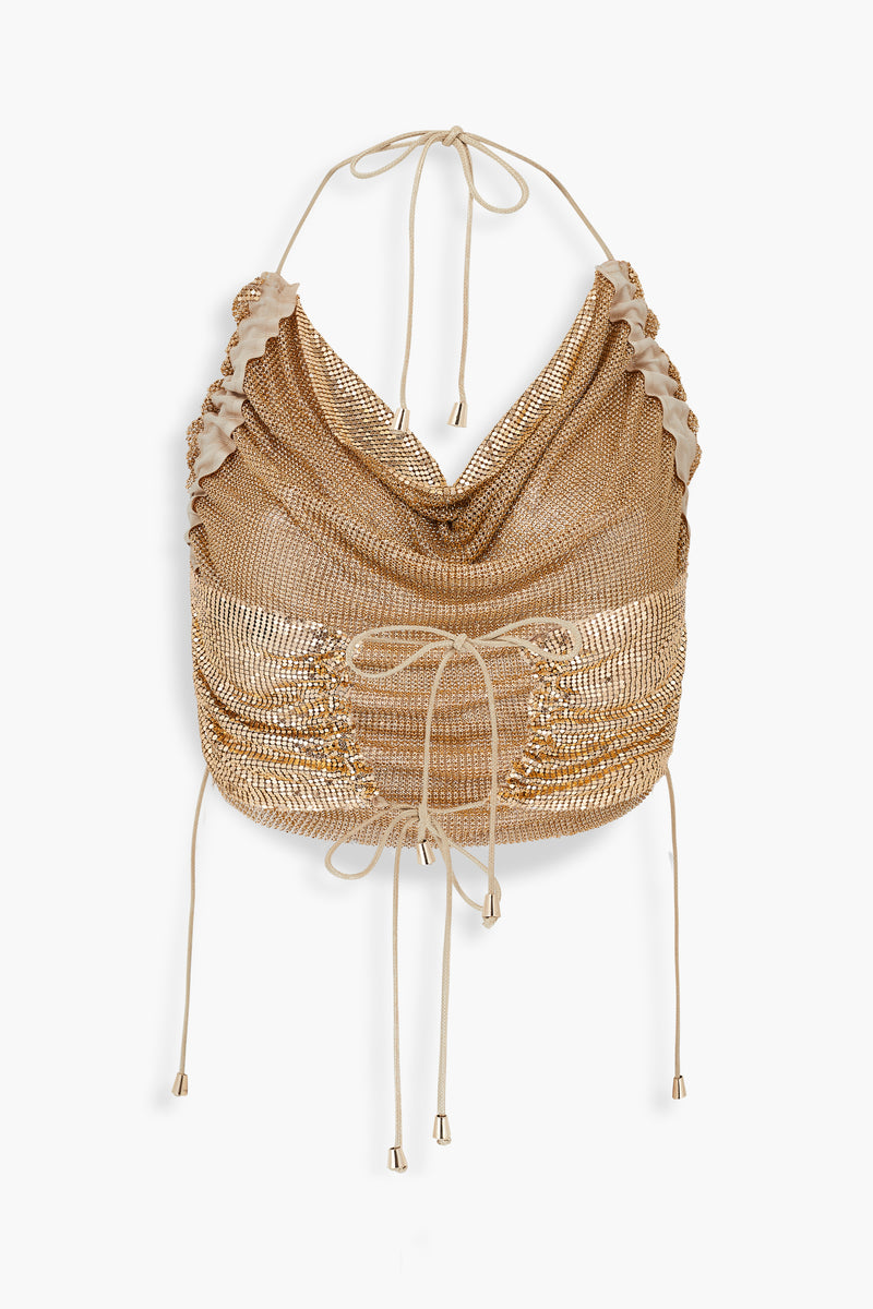 Ruched Chainmail Top in Gold