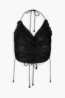 Ruched Chainmail Top in Black