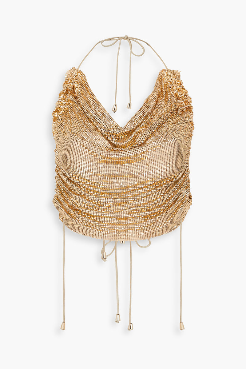 Ruched Chainmail Top in Gold