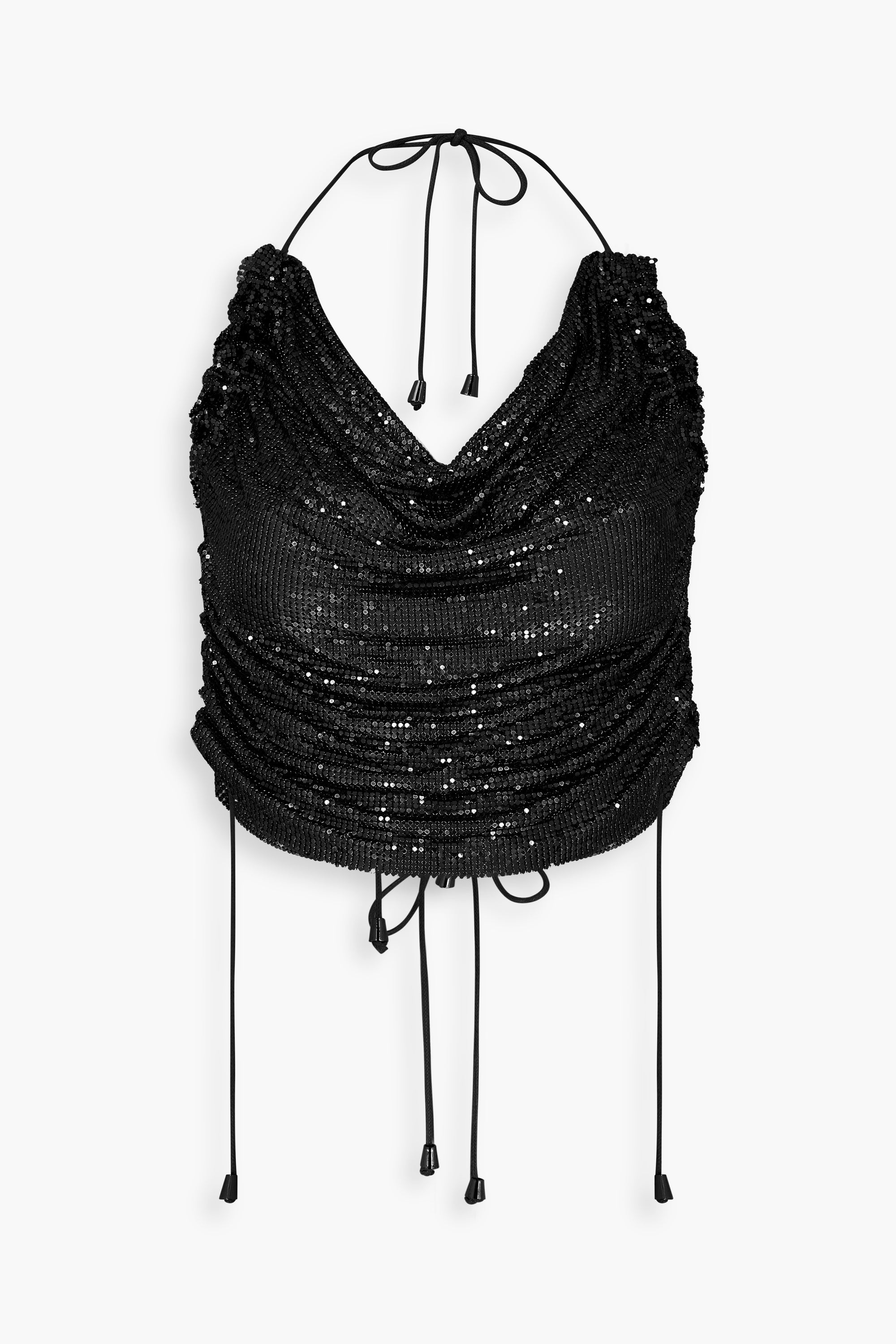 Ruched Chainmail Top in Black