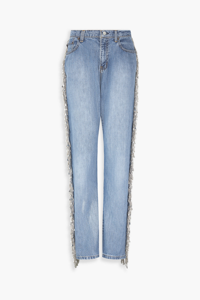 Vintage Crystal Fringe Jeans
