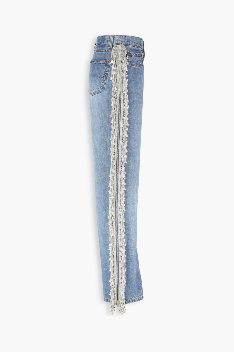 Vintage Crystal Fringe Jeans