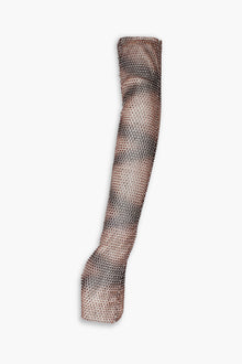 Crystal Embellished Fishnet Gloves in Snakeskin