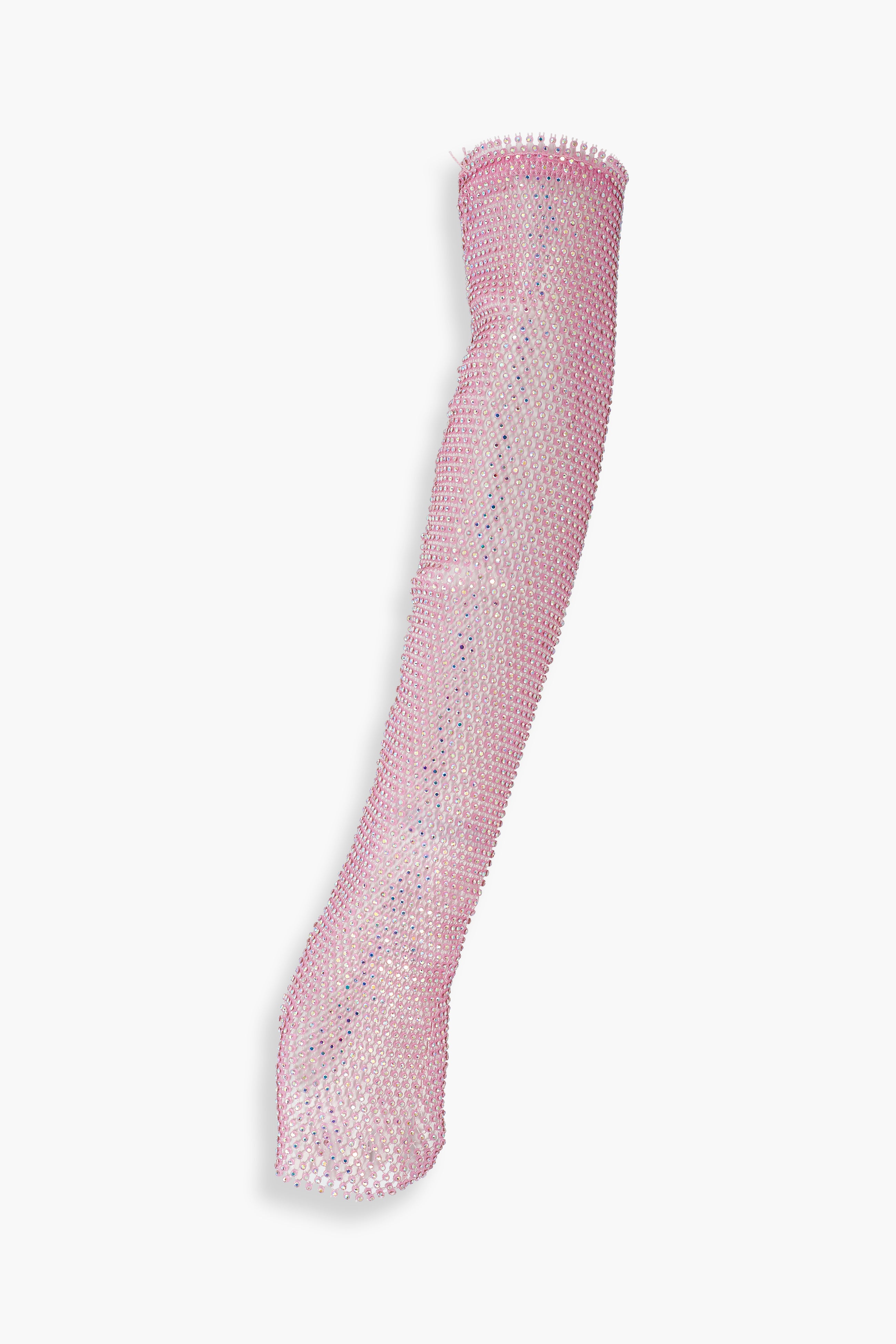 Crystal Embellished Fishnet Gloves in Pink