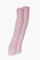 Crystal Embellished Fishnet Gloves in Pink