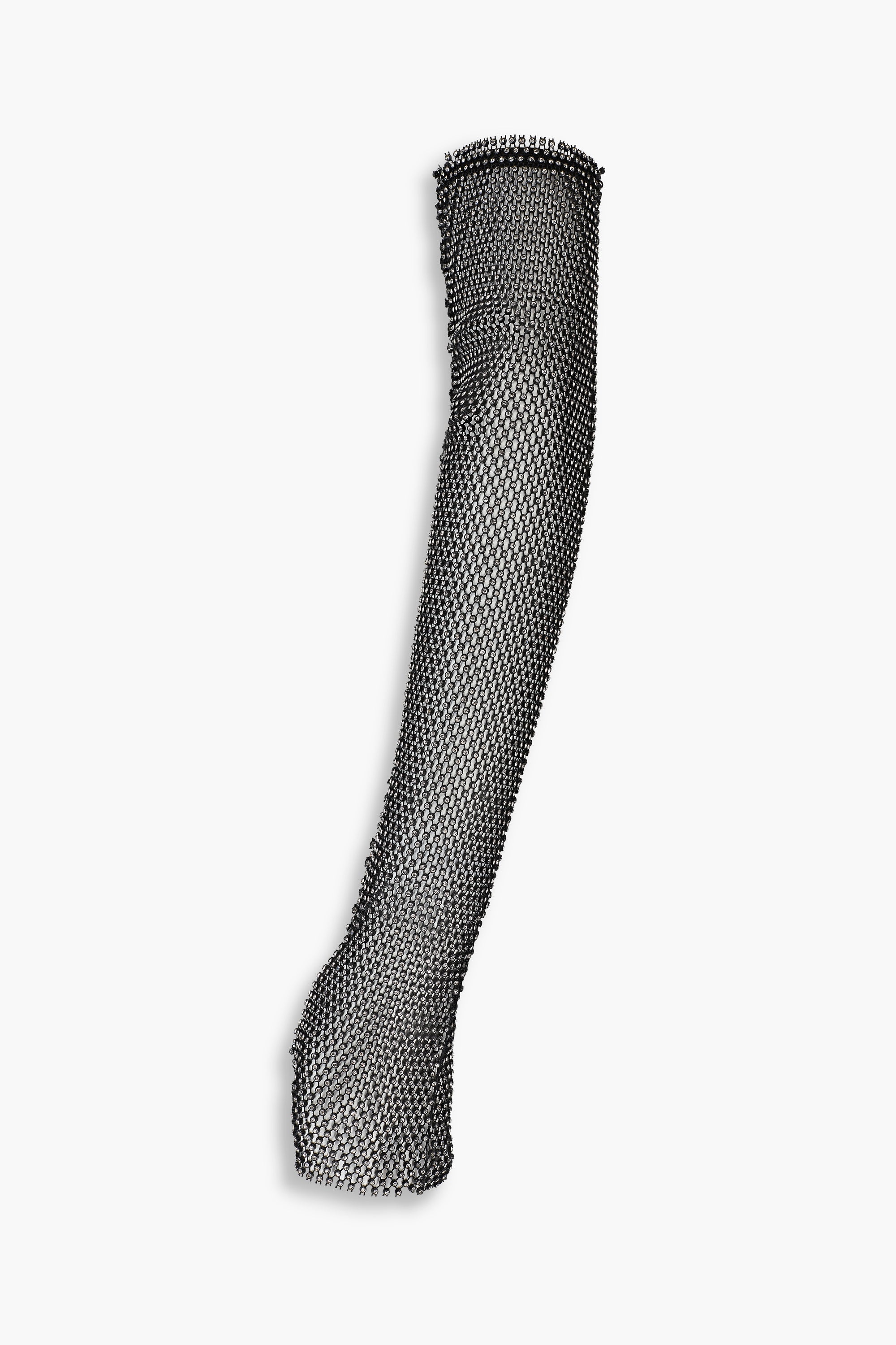 Crystal Embellished Fishnet Gloves in Black