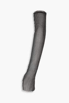 Crystal Embellished Fishnet Gloves in Black
