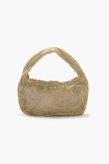 Crystal Embellished Fishnet Bag in Gold