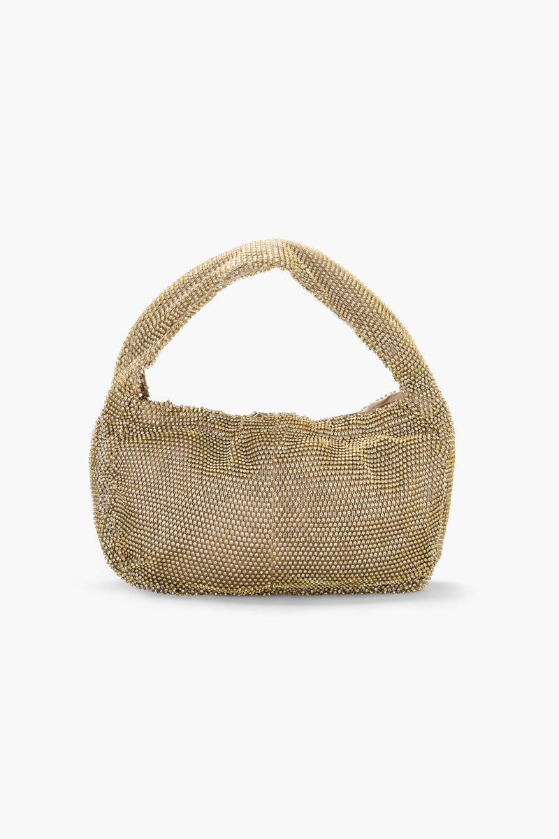 Crystal Embellished Fishnet Bag in Gold