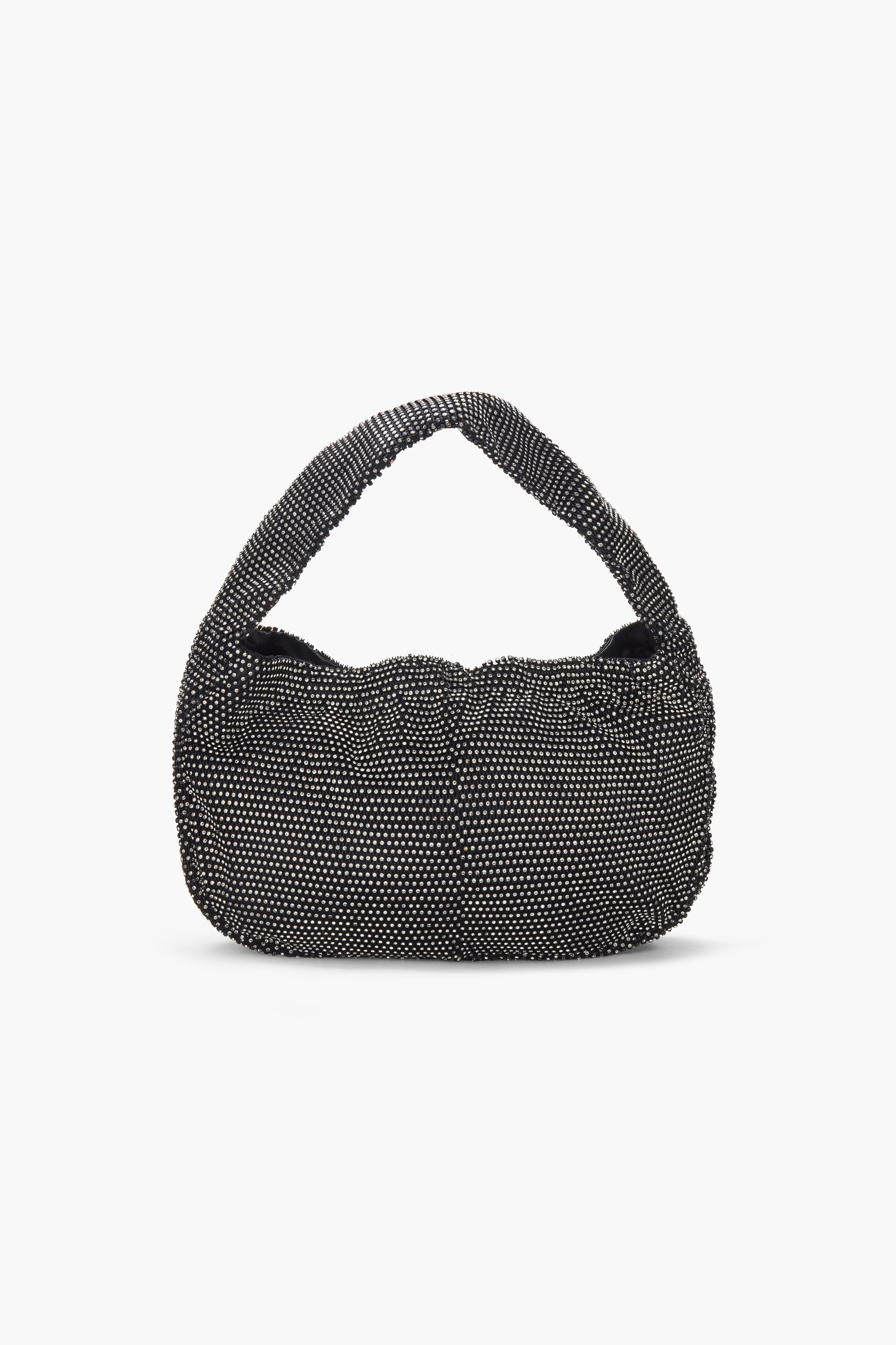 Crystal Embellished Fishnet Bag in Black