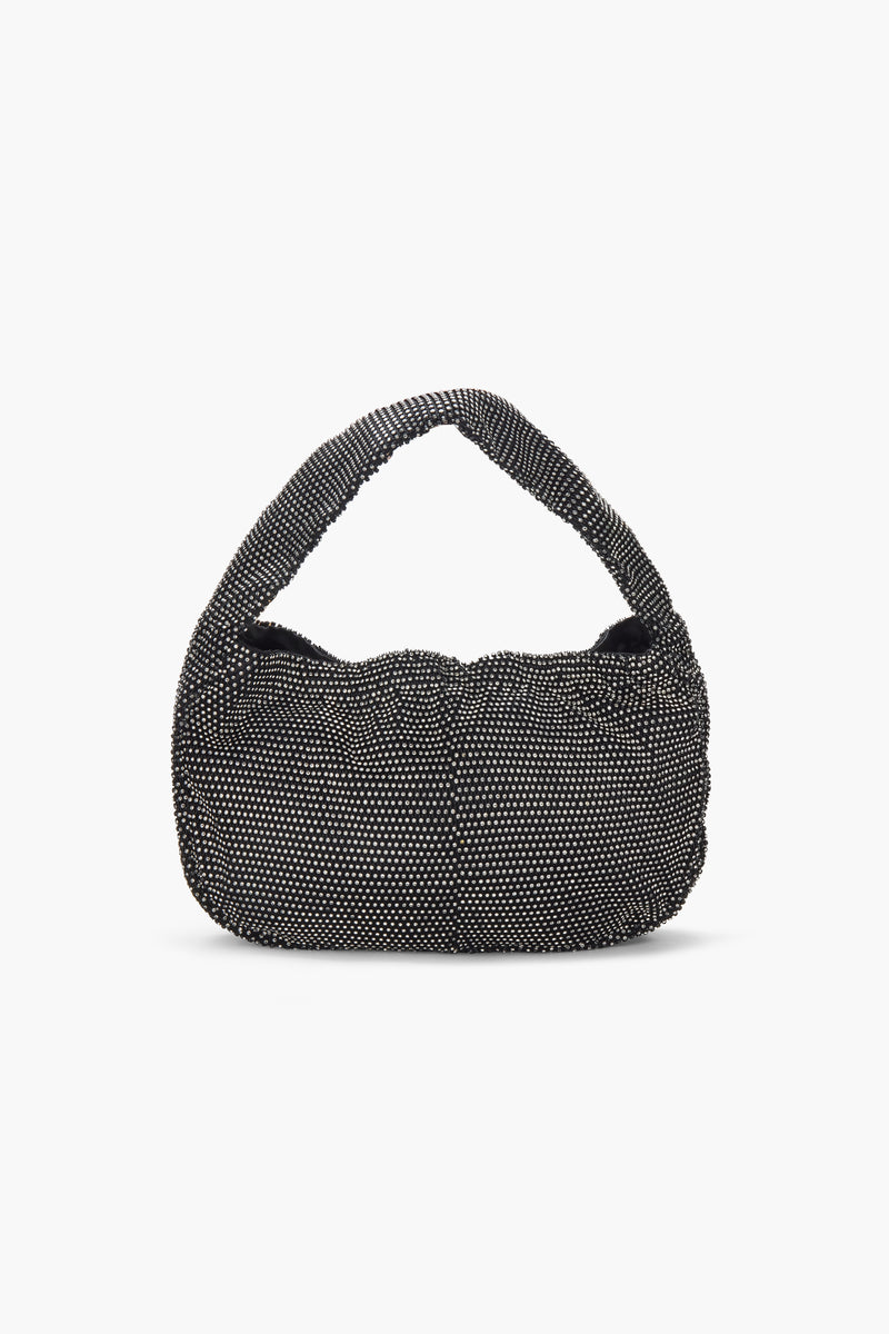 Crystal Embellished Fishnet Bag in Black