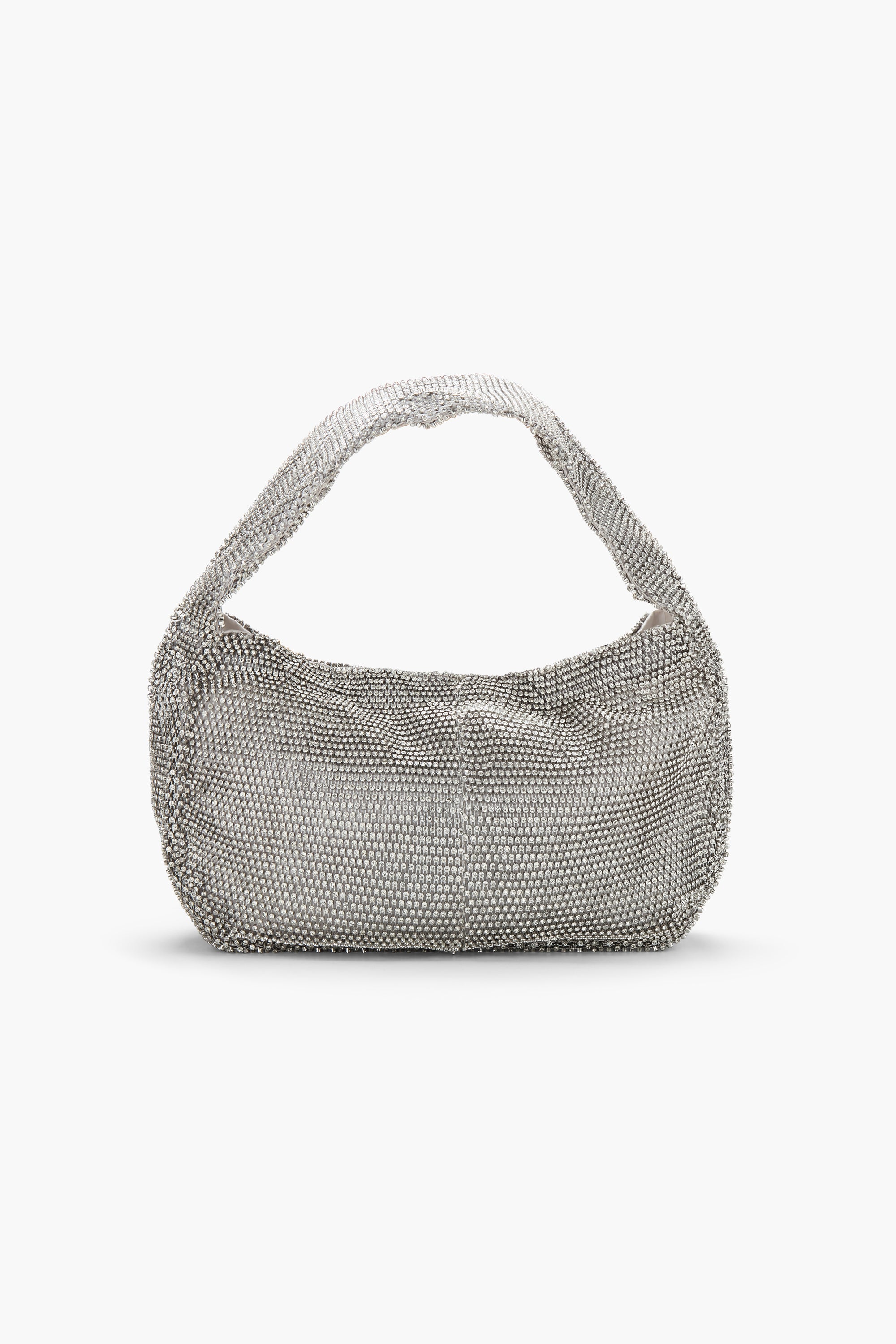 Crystal Embellished Fishnet Bag in Silver
