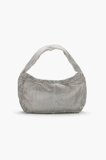 Crystal Embellished Fishnet Bag in Silver