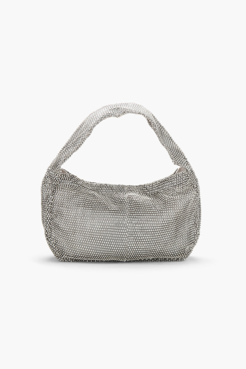 Crystal Embellished Fishnet Bag in Silver