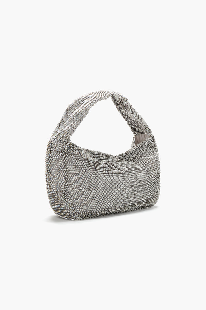 Crystal Embellished Fishnet Bag in Silver