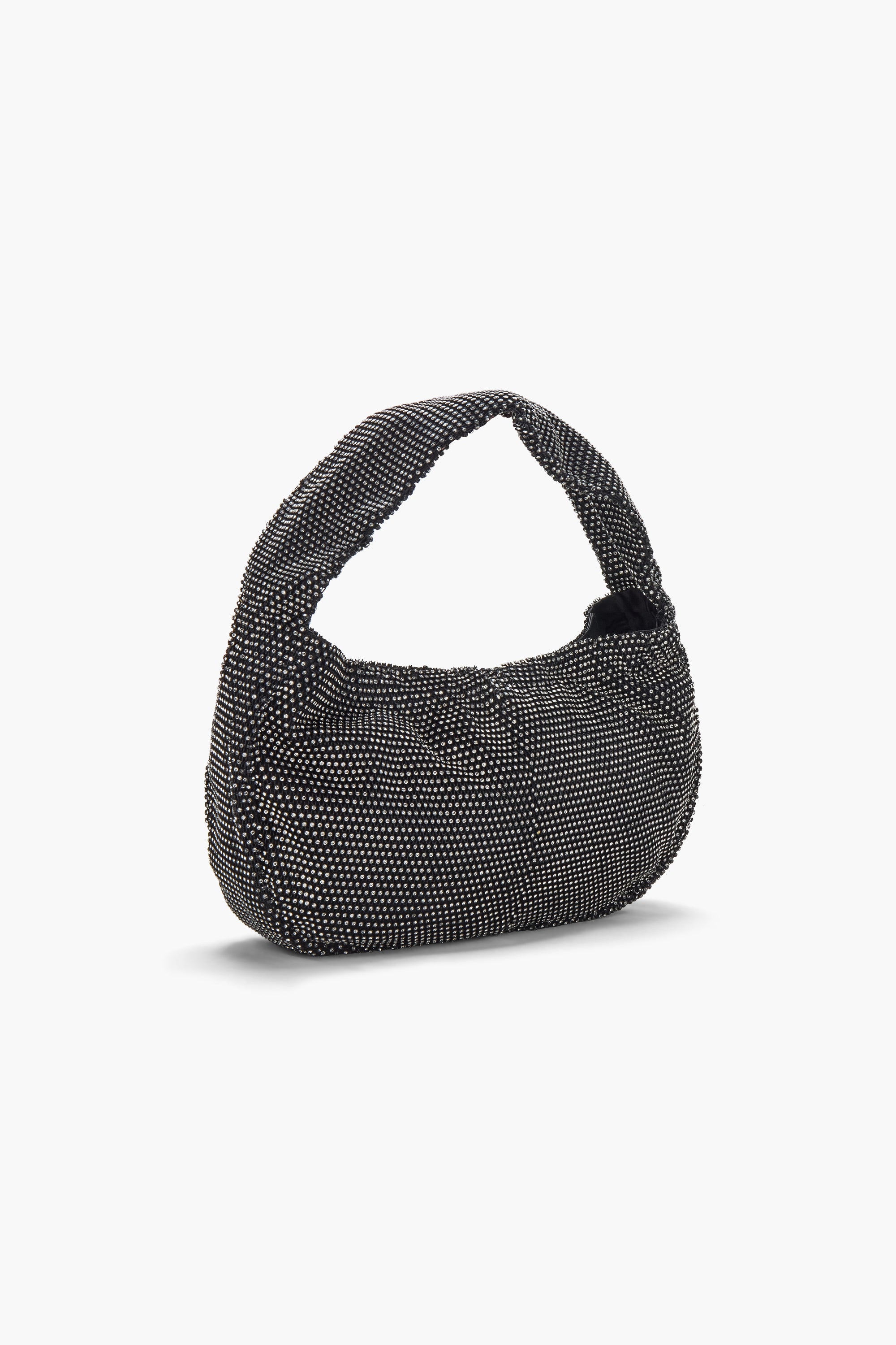 Crystal Embellished Fishnet Bag in Black