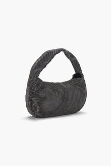 Crystal Embellished Fishnet Bag in Black