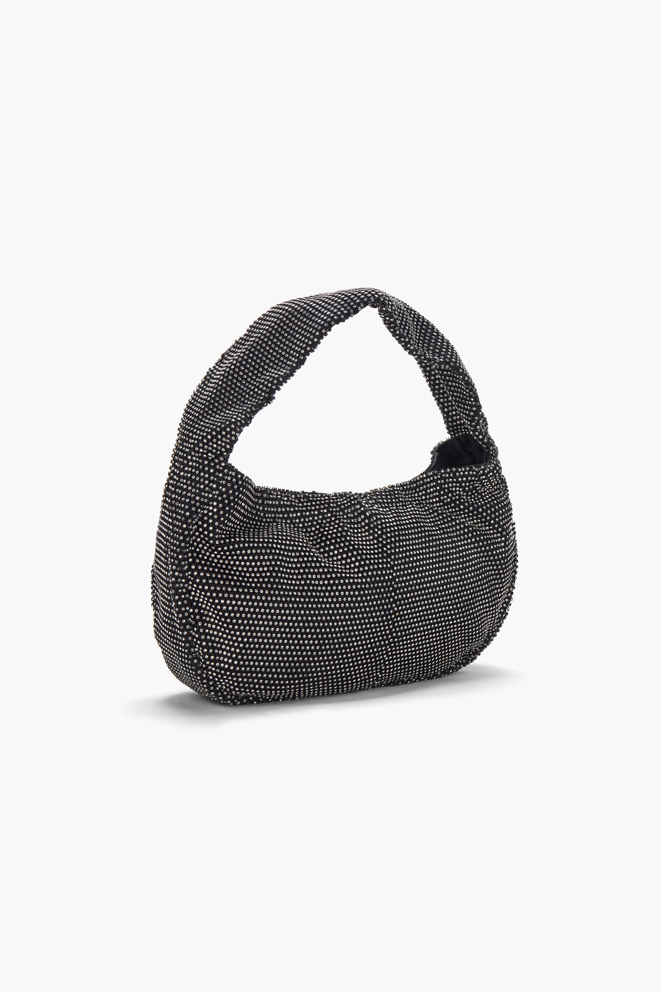 Crystal Embellished Fishnet Bag in Black