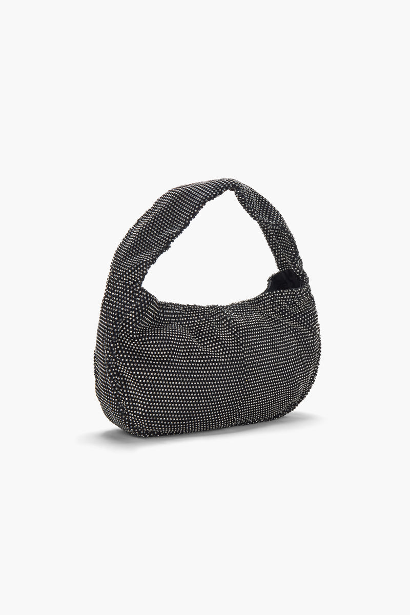 Crystal Embellished Fishnet Bag in Black