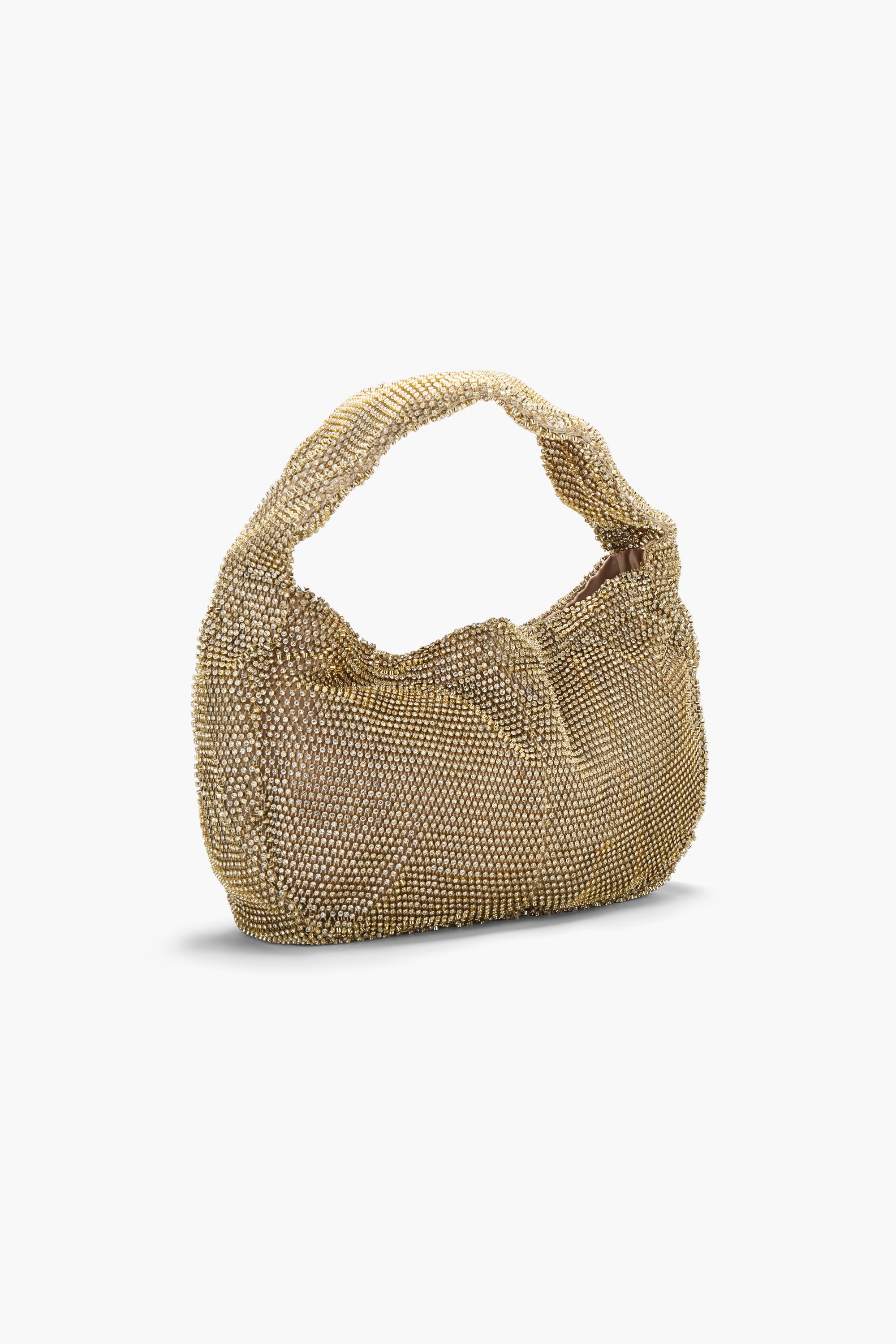Crystal Embellished Fishnet Bag in Gold