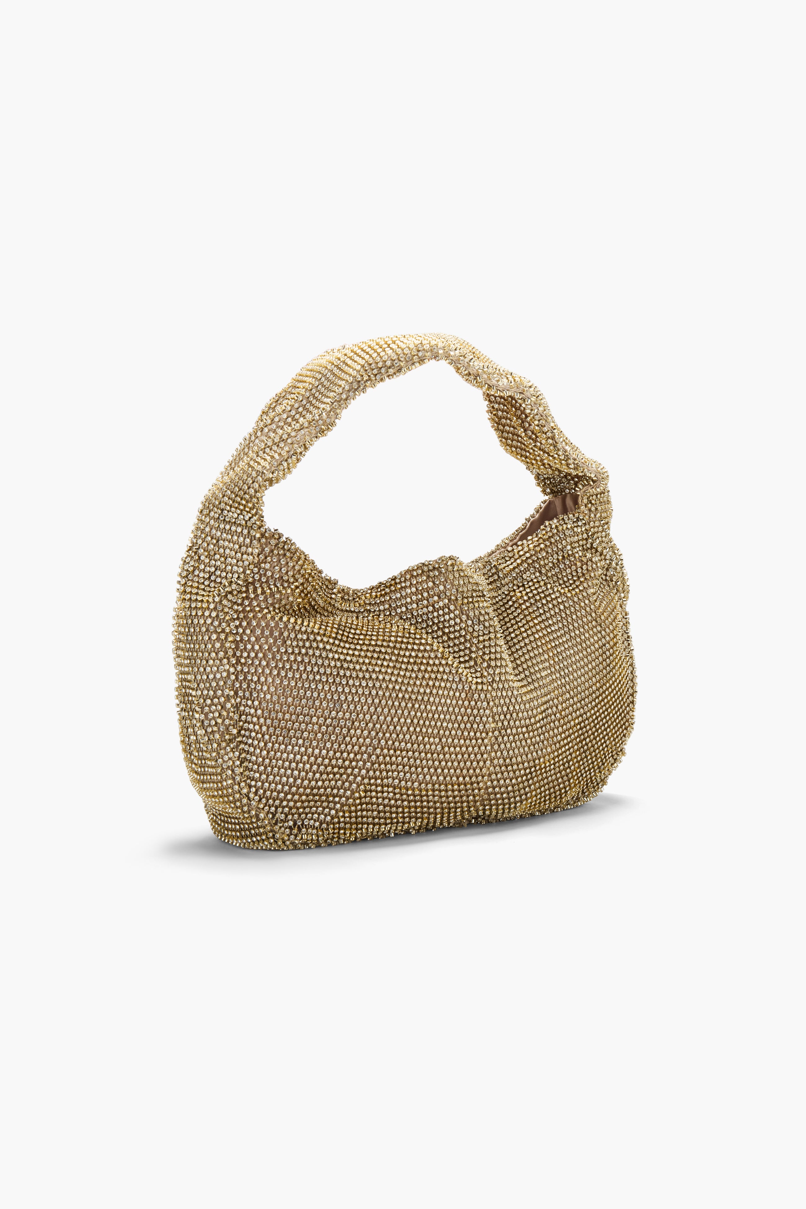 Crystal Embellished Fishnet Bag in Gold