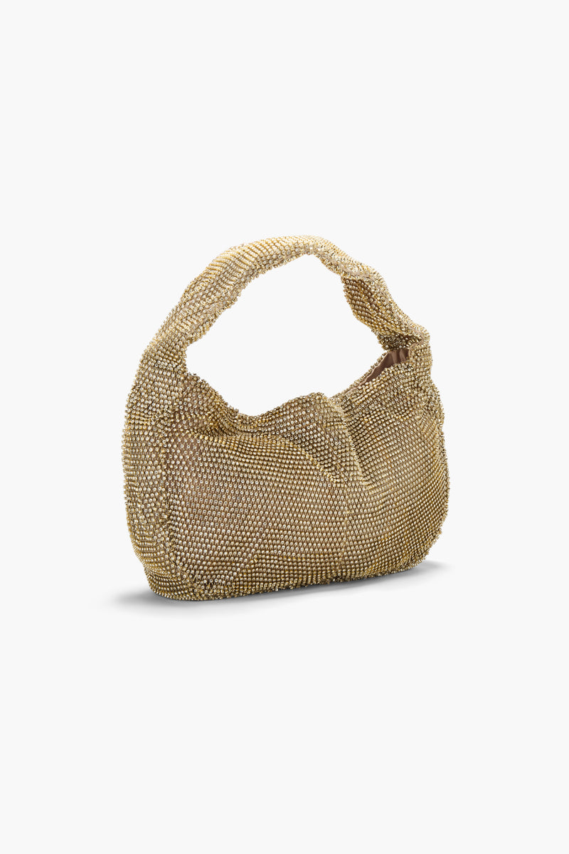 Crystal Embellished Fishnet Bag in Gold