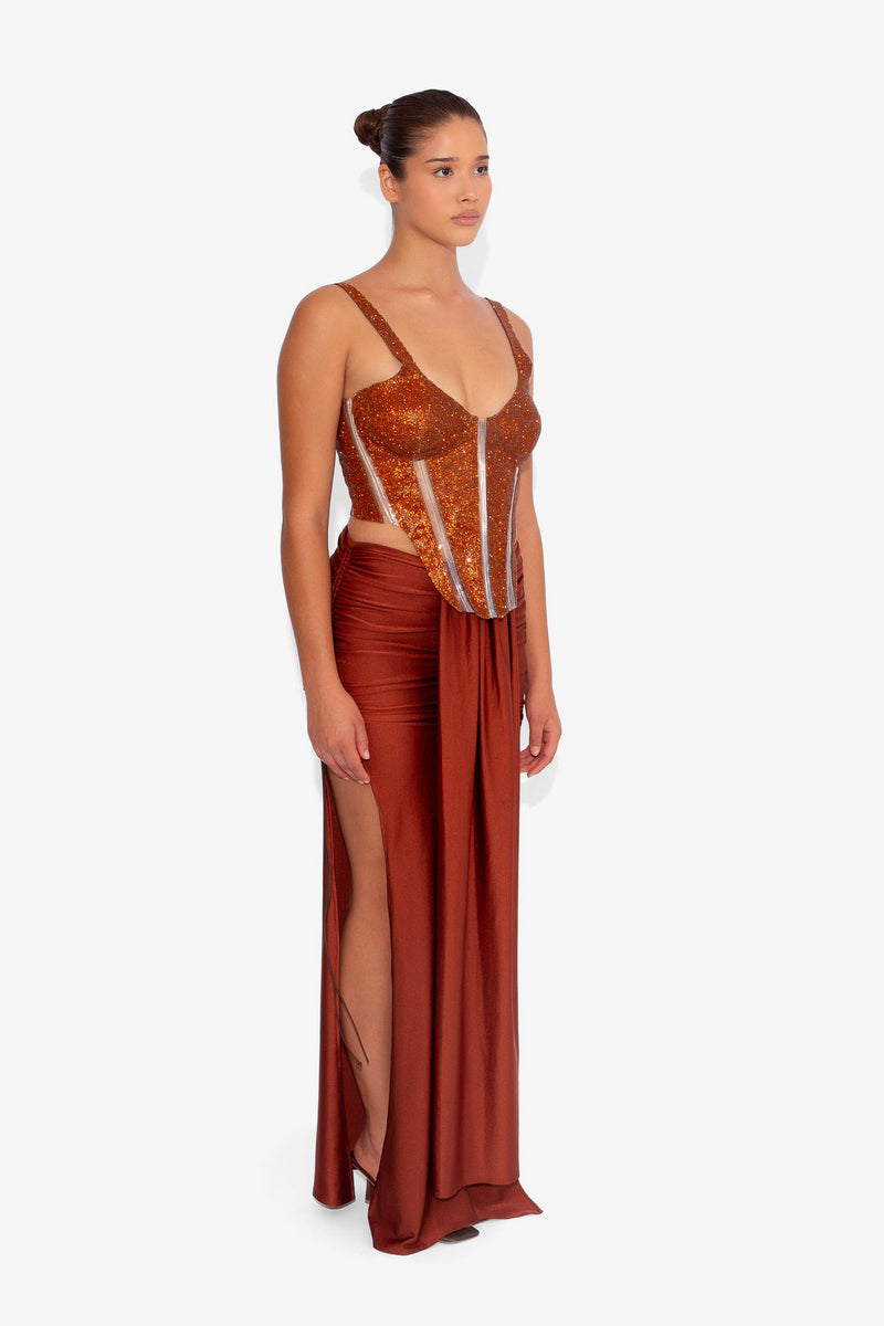 Crystal Corset Top in Rust