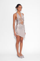 Chainmail Wrap Micro Skirt in Silver
