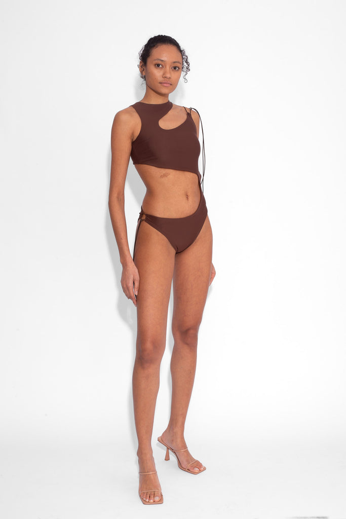 Stretch Cut Out One Piece in Cocoa