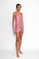 Front Draped Chainmail Dress in Fantasia Pink