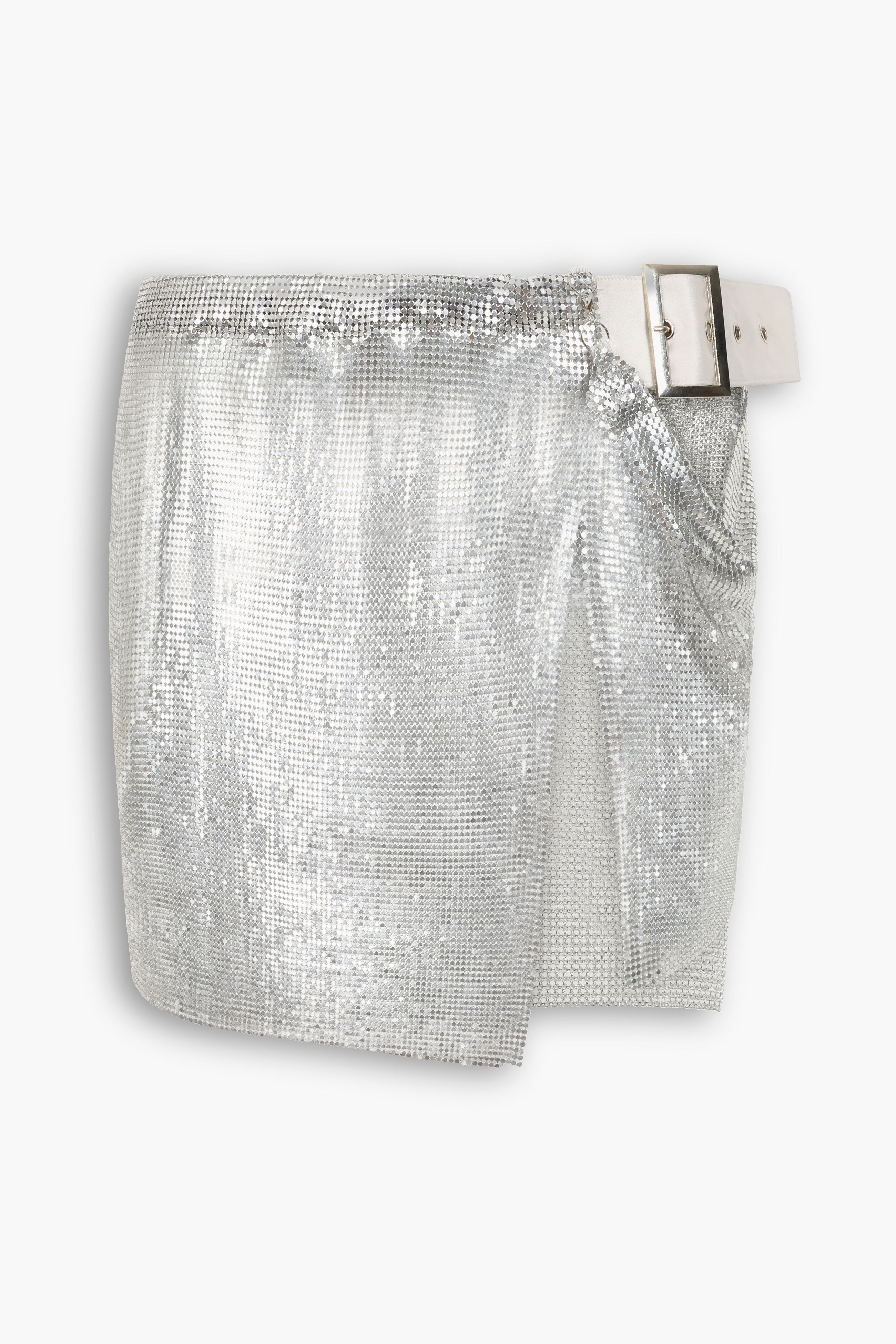 Buckle Chainmail Mini Skirt in Silver