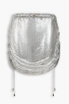 Chainmail Ruched Mini Skirt in Silver