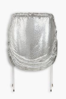 Chainmail Ruched Mini Skirt in Silver