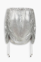 Chainmail Ruched Mini Skirt in Silver
