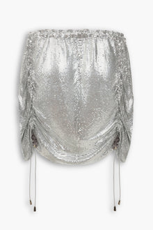 Chainmail Ruched Mini Skirt in Silver