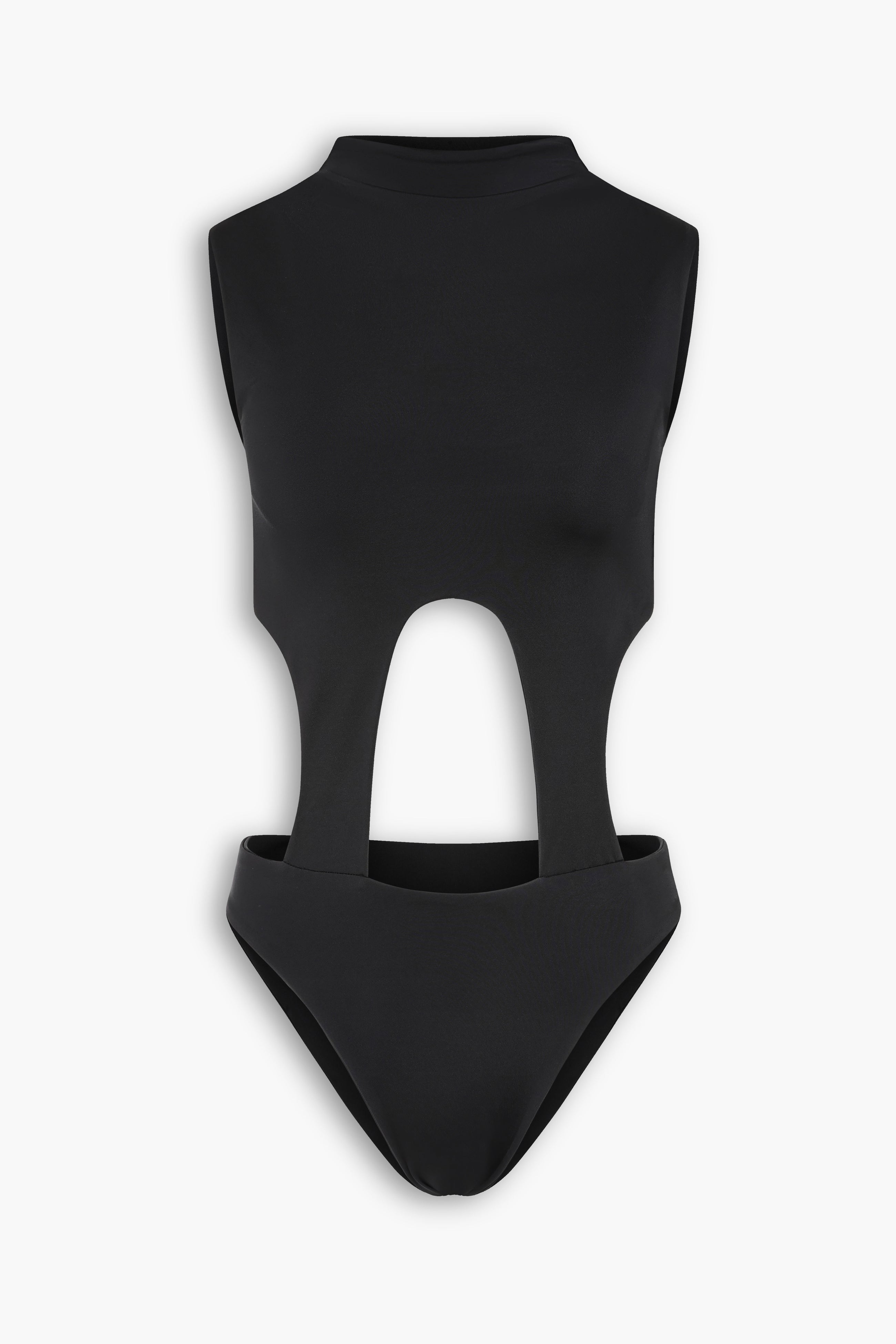 High Neck Cut Out Bodysuit in Black