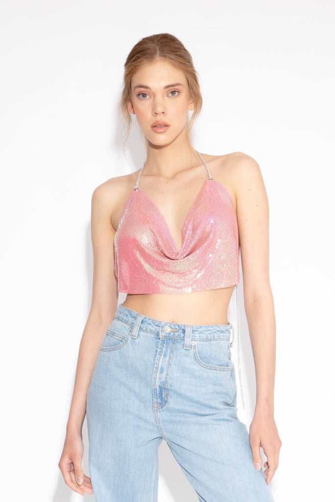 Chain Top in Fantasia Pink