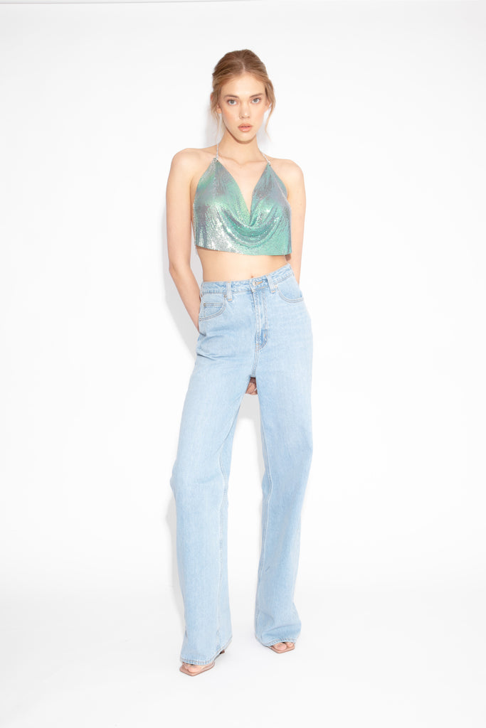 Chain Top in Blue Iridescent