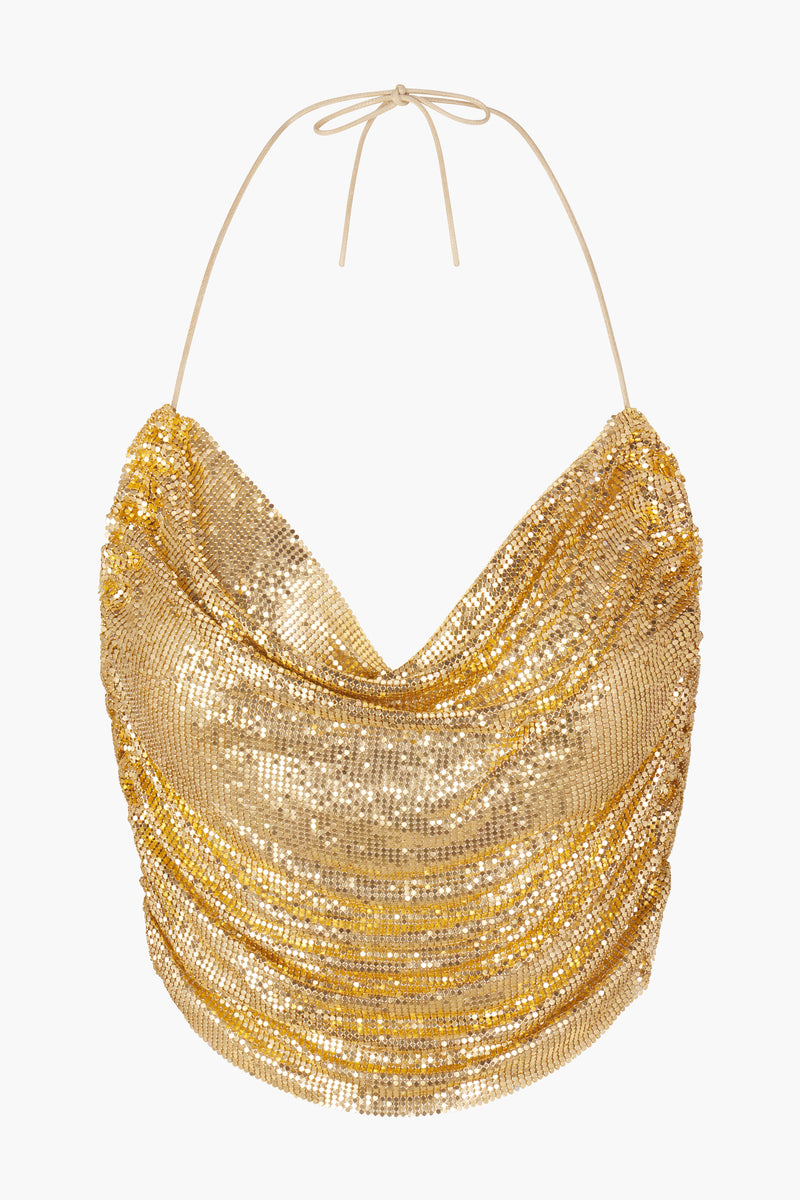 Ruched Chainmail Top in Gold