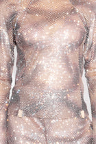 Crystal Embellished Fishnet Top in Snakeskin