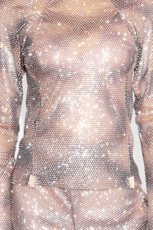 Crystal Embellished Fishnet Top in Snakeskin