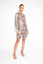 Crystal Embellished Fishnet Top in Snakeskin