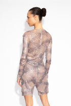Crystal Embellished Fishnet Top in Snakeskin
