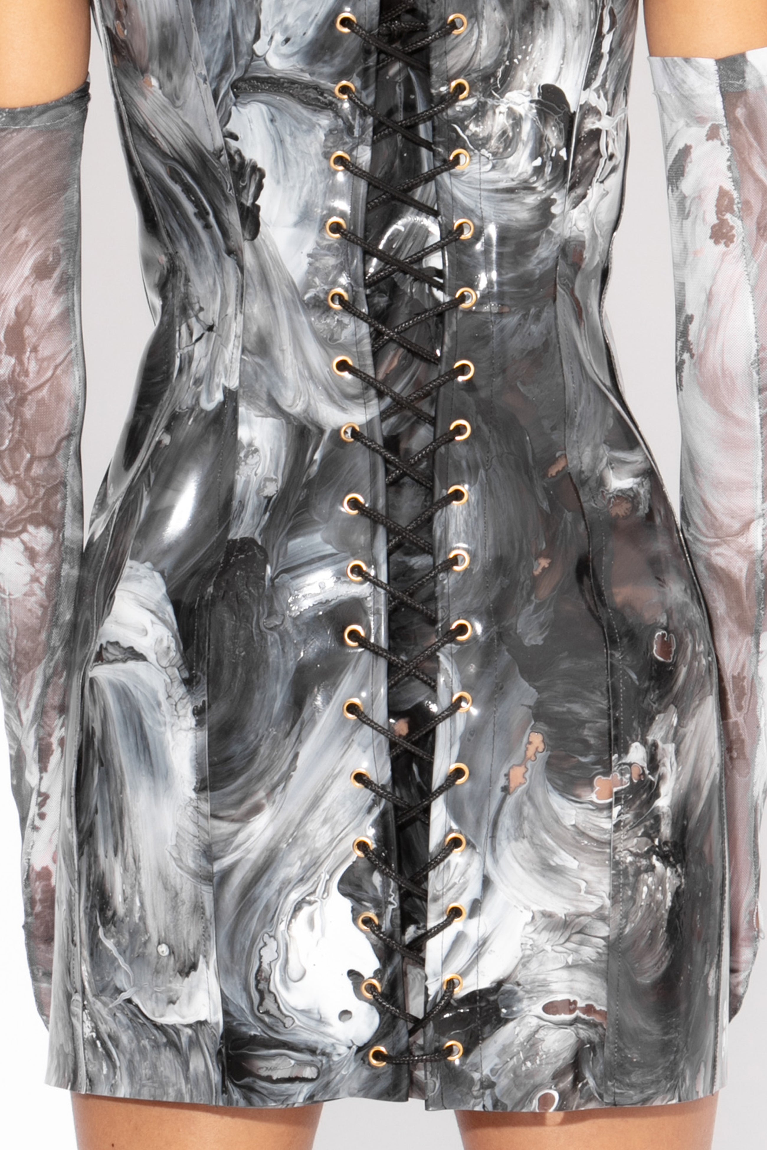 Magma Sculpted and Waxed Cotton Dress in Monochrome