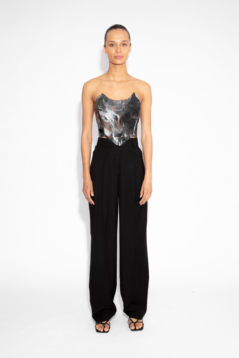 Magma Sculpted Corset Top in Monochrome