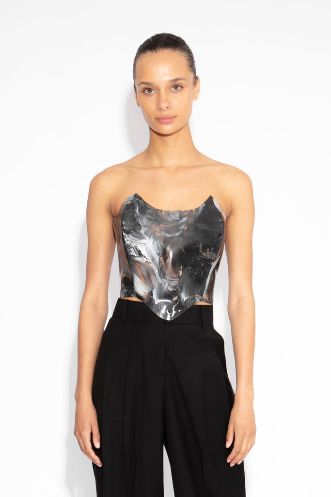 Magma Sculpted Corset Top in Monochrome