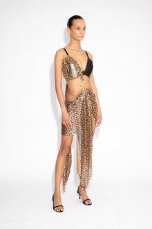 Chainmail Ring Detail Dress in Leopard